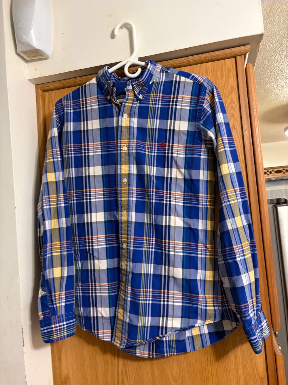 Polo by Ralph Lauren Blue, White & Yellow Plaid Button-Down Shirt Sz M